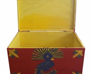 HandPainted Mexican Folk Art Wooden Chest