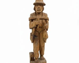 Vintage Folk Art Hand Carved Wooden Hobo Traveler Figurine