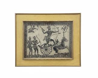 Khmer BasRelief Artwork  Chariot Battle Scene