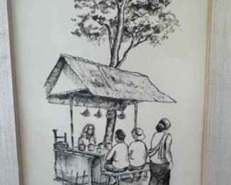 Pen and Ink Drawing of a Street Vendor second image