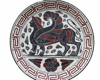 Vintage Icaros Pottery Greek Ceramic Wall Plate with Stag