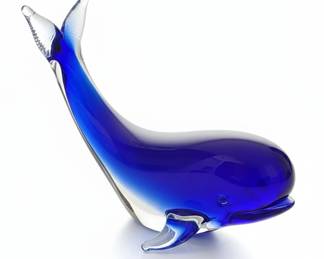 Blown Glass Whale Paperweight Figurine