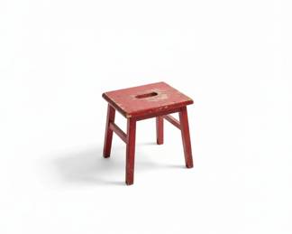 Red Wooden Step Stool
