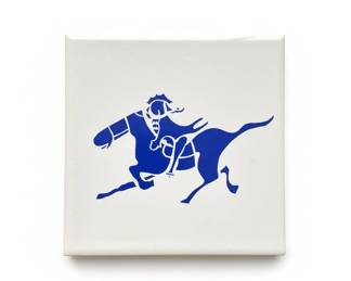 Blue Horse and Rider Ceramic Tile