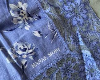 Hanae Mori Floral Print Scarf with Lace Trim second image