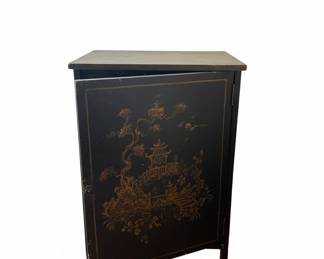 Vintage Drexel Heritage Chinoiserie Black Lacquered Cabinet