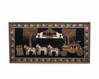 Javanese Horse and Carriage Batik Wall Hanging