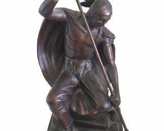 Native American Warrior Bronze Sculpture by D.C. David Lamphere
