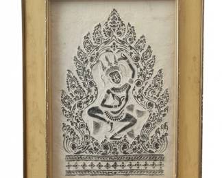 Thai Buddhist Apsara Dancer Temple Rubbing