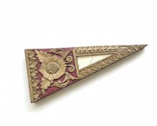 Balinese Carved Wood and Mirror Triangular Panel