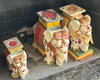Chinese Ceramic Elephant Garden Stools or Side Tables