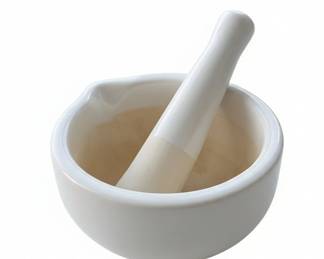 White Ceramic Mortar and Pestle Set, Made in Thailand