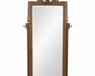 Ornate Giltwood Mirror with Cherub and Scroll Motif