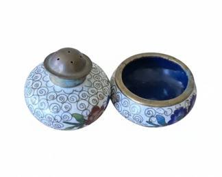 Vintage Chinese Cloisonn Salt and Pepper Shaker Set
