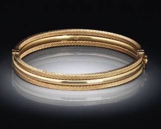 Three Decorated Row Bracelet 14K Yellow Gold 