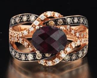 LeVian Gold, Rhodolite Garnet and Diamond Rung 