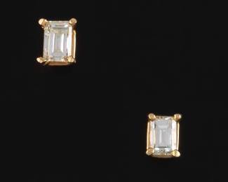 Ladies Pair of Gold and Diamond Ear Studs 
