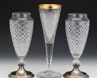Set of Three Crystal Vases