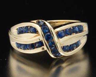 14K Yellow Gold Sapphire Ring 