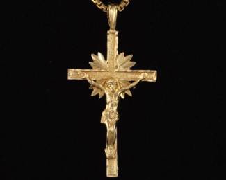 14K Yellow Gold Cross On A Gold Chain