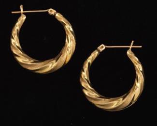 Ladies Pair of Gold Spiral Hoops 