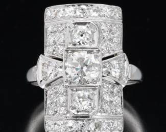 Ladies Art Deco Platinum and Diamond Ring 