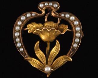 10K Gold Art Nouveau Multifunction Brooch