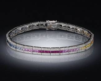 18K White Gold Diamond an Sapphire Bracelet