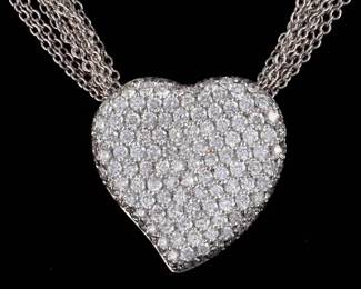 Ladies Italian Gold and Diamond Heart Slider on MultiChain Necklace 