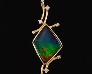 14K Gold and Ammonite Pendant