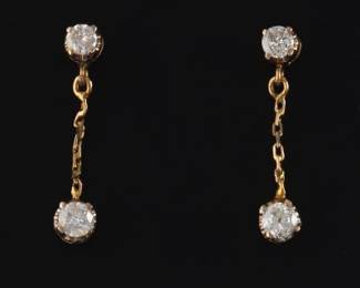14K Yellow Gold Diamond Stud Earrings