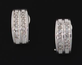 Ladies Pair of Gold and Diamond Earrings 