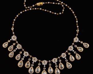 Ladies Mughal Style Gold and Diamond Fringe Necklace 