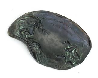 Art Nouveau Bronze Advertising Tray  Born Steel Range Company, Cleveland, Ohio 