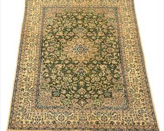 Nain Silk and Wool Green Olive Carpet