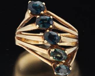 Ladies MCM Gold and Lab Grown Spinel Ring 