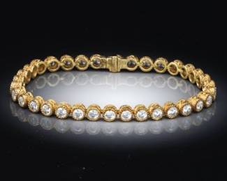 Judith Ripka Gold Vermeil Sterling Silver and Clear Gem Stones Diamonique Bracelet 