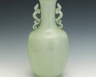 Chinese CeladonGlazed Vase with Dragon Handles, 20th Century