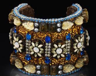 Jeweled Cuff Bracelet In the Style Of Wendy Bell