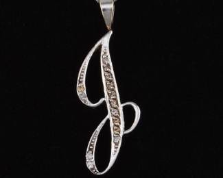 Gold and Diamond J Letter Pendant on Chain 