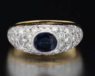 14K and Platinum Sapphire Diamond Ring