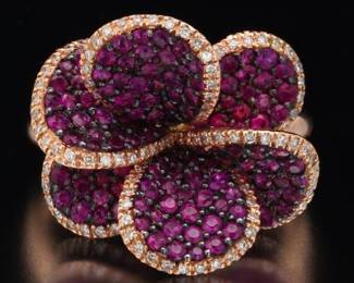 EFFY Gold, Ruby and Diamond Jardin Bloom 3D Floral Ring 