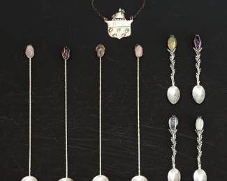 Sterling Spoons with Colored Stone Handles