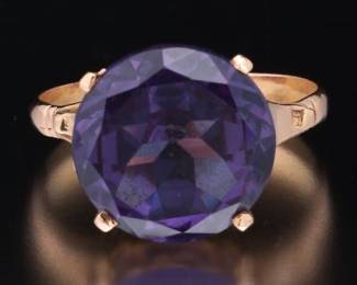 14K and Pinkish Synthetic Sapphire