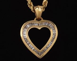 14K Diamond Heart Pendant On a Gold Chain