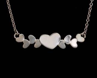 Tiffany  Co. Paloma Picasso Sterling Silver Hearts Necklace, Presentation Pouch 