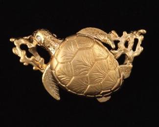 Aquatic Gold and Diamond Turtle and Corals Slider 