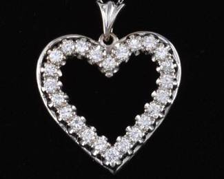 Ladies Gold and Diamond Heart Pendant on Chain 