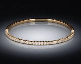 14K Yellow Gold Tension Type Diamond Bracelet
