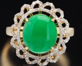 14K Jadeite an Diamond RIng
